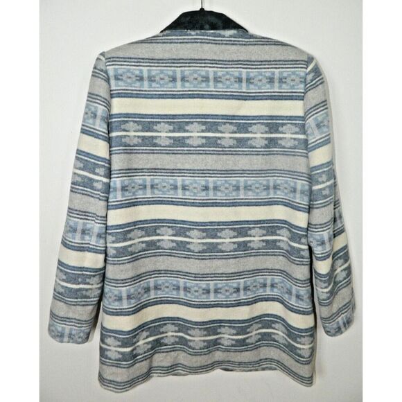 Braetan Jacket Blazer Size Medium Blue  Vintage Aztec Print Western Suede Collar - Picture 2 of 10